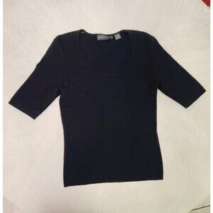 Dana Buchman Womens Thin Knit Short Sleeve Crew Neck Sweater Cashmere Silk L